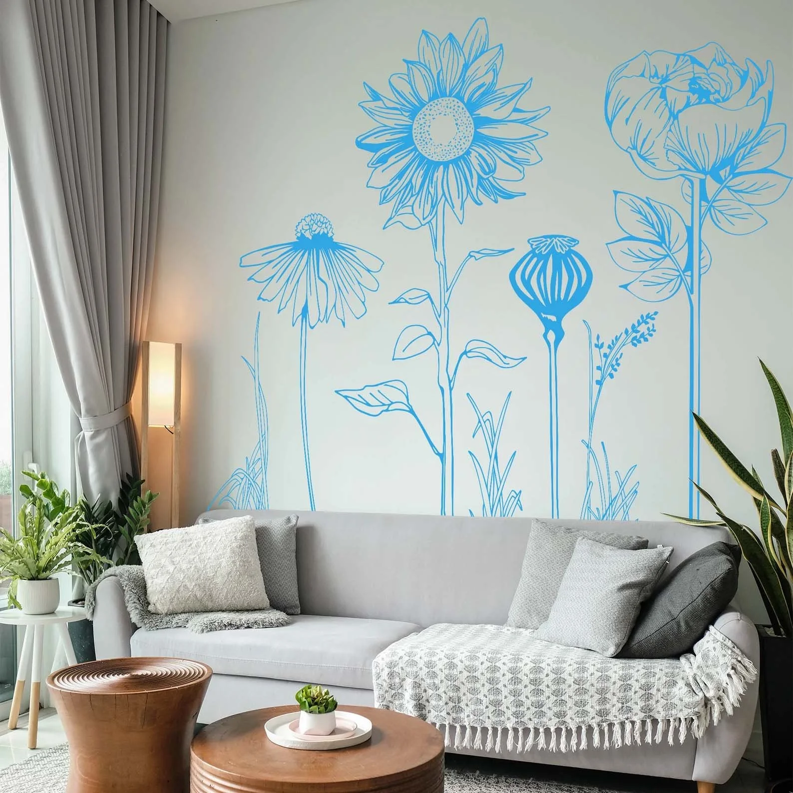 Large vinyl flower decorative wall sticker decals Pack 2 easy